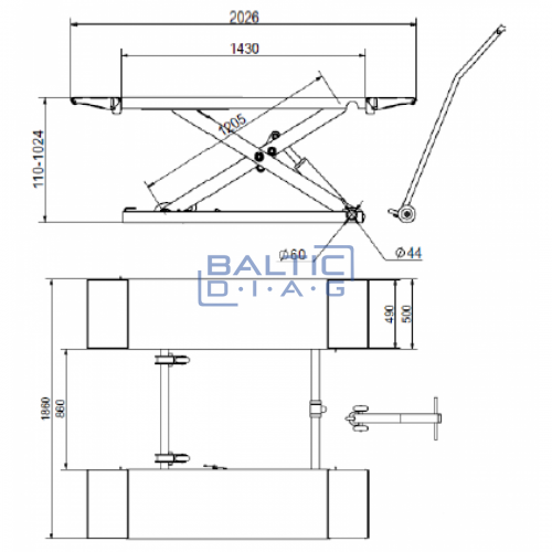 Mobile Mid-Rise Scissor Lift For Vehicles BD-S2 | BALTICDIAG