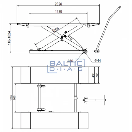 Mobile Mid-Rise Scissor Lift For Vehicles BD-S2 | BALTICDIAG