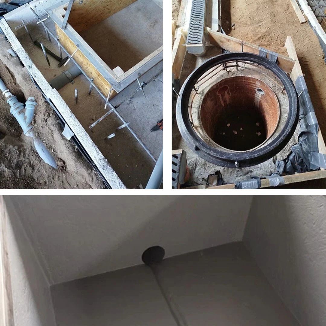 Drainage preparation for in-ground scissor lift pits
