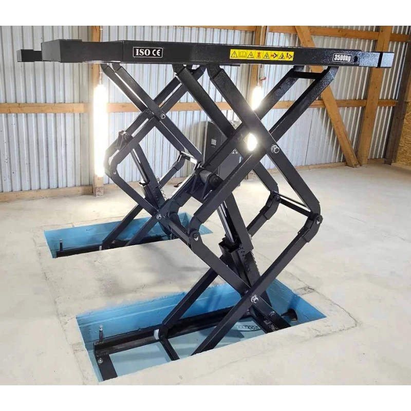 BD-S4 in-ground scissor lift fully installed in workshop