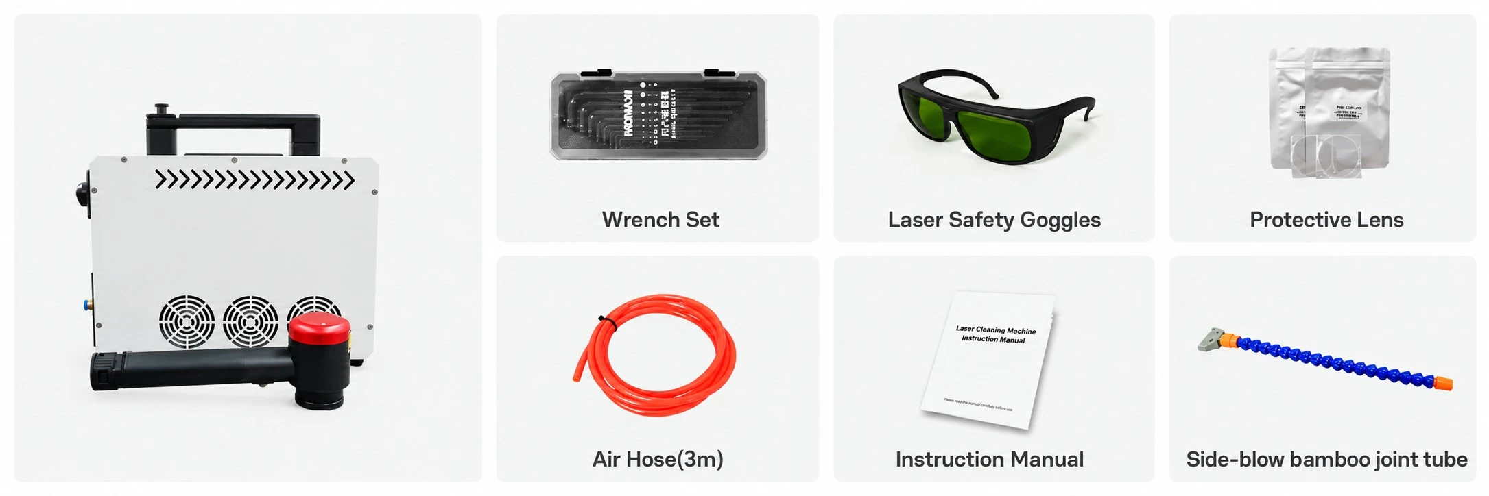 100W Pulsed Laser Cleaning Machine Package Contents