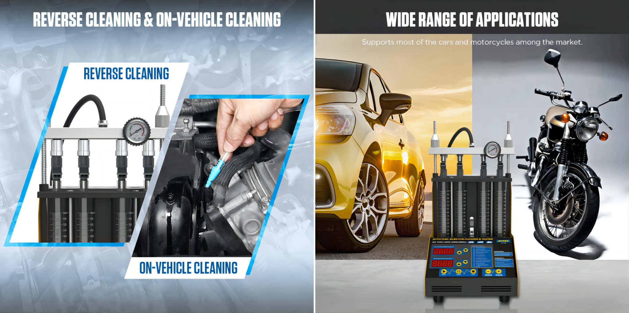 AUTOOL CT160 Fuel Injector Cleaner & Tester – 4-Cylinder, 110V, Ultrasonic Cleaning For Cars & Motorcycles